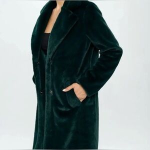 K. Zell Faux Fur Green Coat - Sz M - NWOT